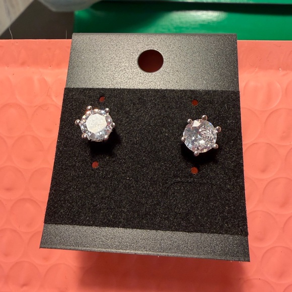 New White Moissanite Six-Prong stud  Earrings - Picture 4 of 11